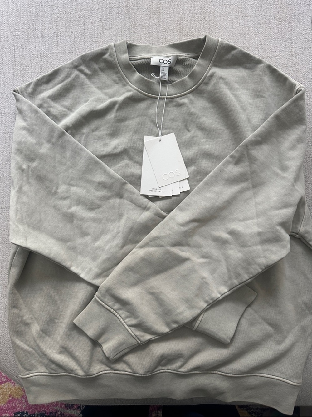 COS Relaxed Crewneck Sweatshirt in Sage
